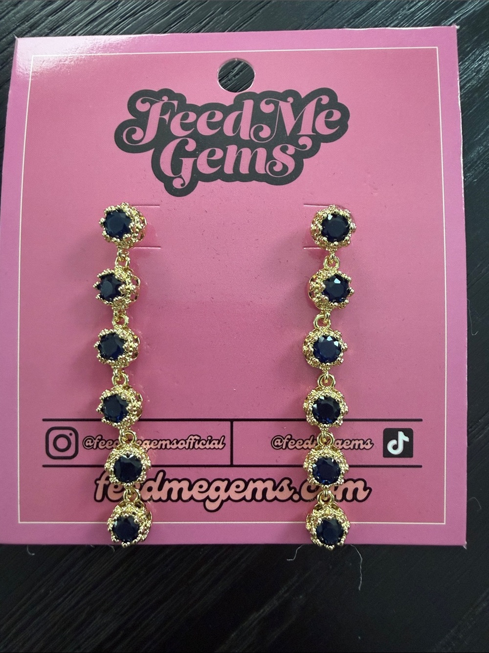 New Feed Me Gems Gold Baby Queen Drop Earrings Sapphire
